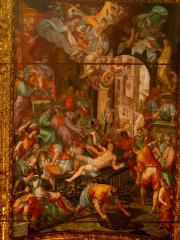 Lazzaro Tavarone: Szent Lőrinc vértanúsága (1622) Genova, a Szent Lőrinc székesegyház freskója
